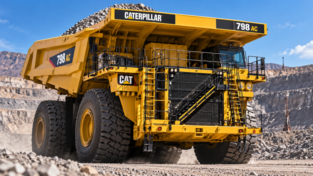 camión minero caterpillar en cantera abierta
